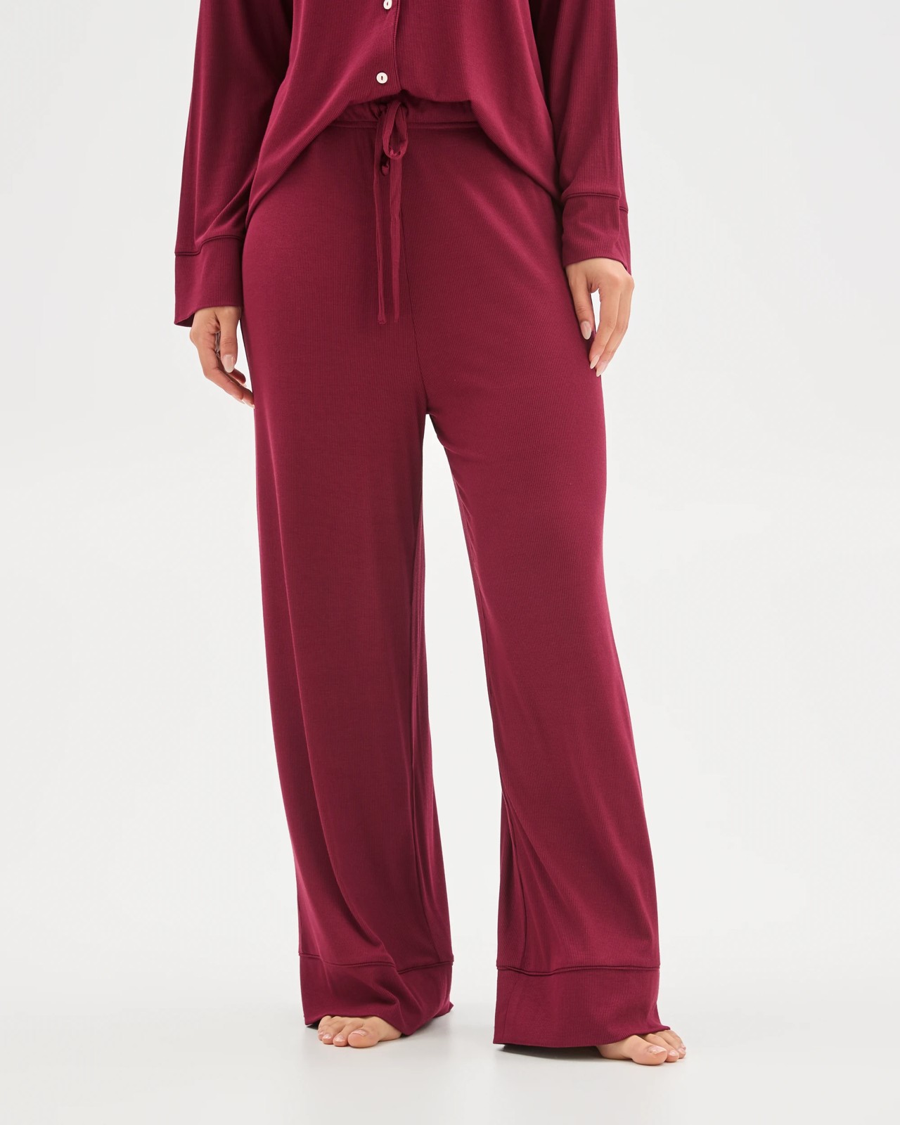 Rib Wide Leg Sleep Pants - Zinfandel 2 of 5