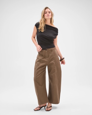 Lily Loves Australian Cotton Curved Pocket Barrel Leg Pants