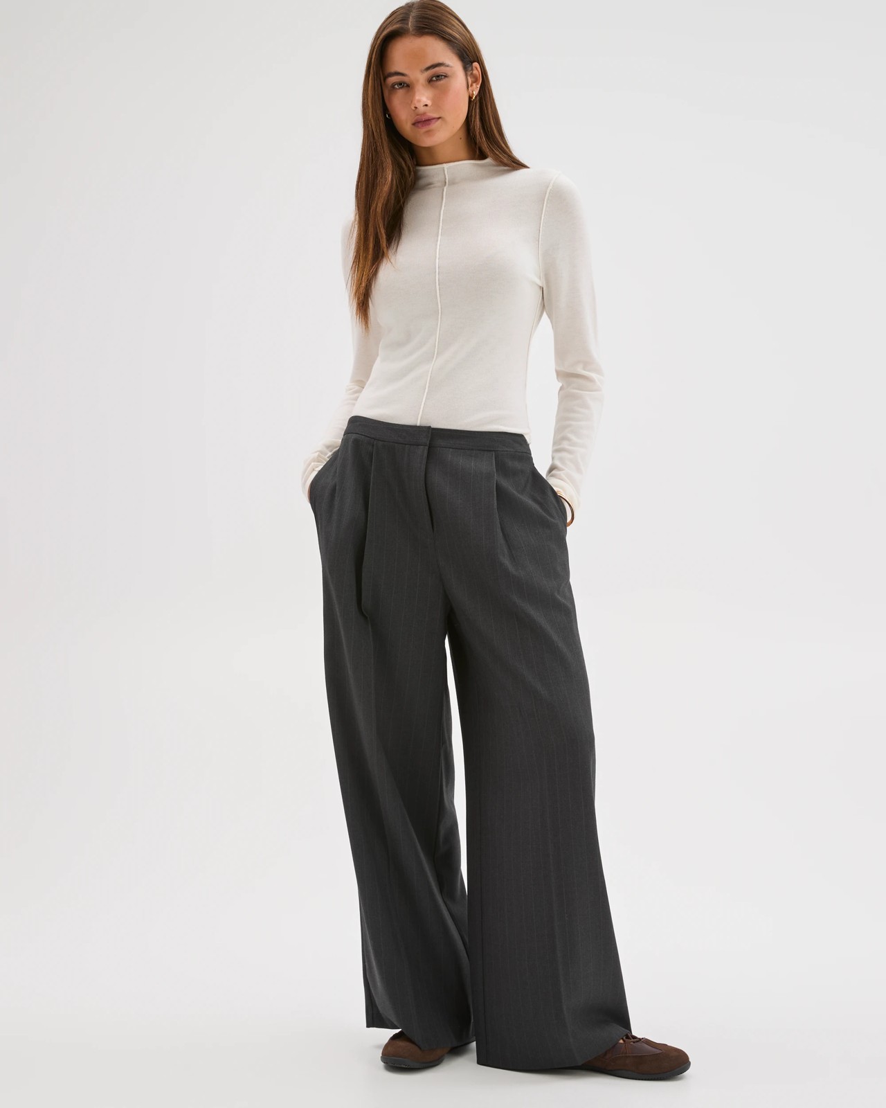 Lily Loves Wide Leg Tailored Pants - Charcoal 3 of 5