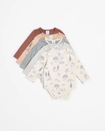Baby Organic Cotton Bodysuits 5 Pack