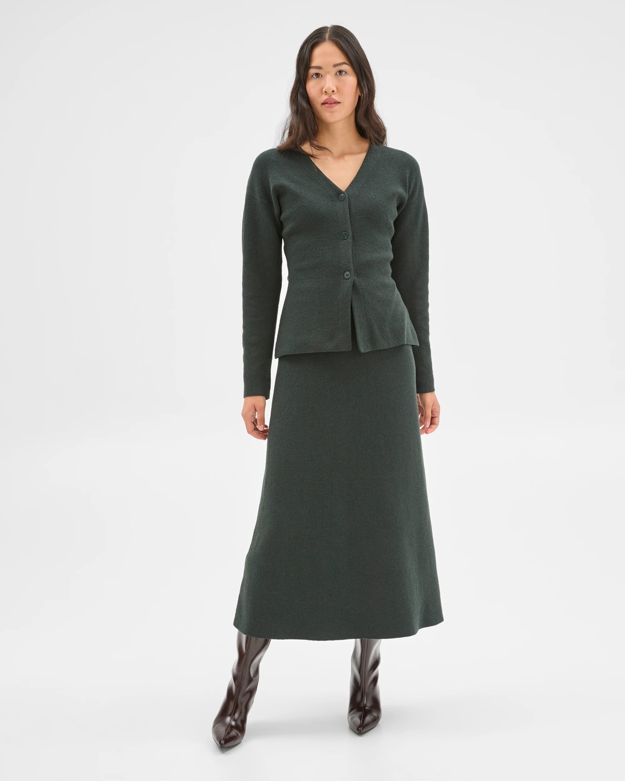 Preview Boucle Knit Midi Skirt - Mid Jade 3 of 5