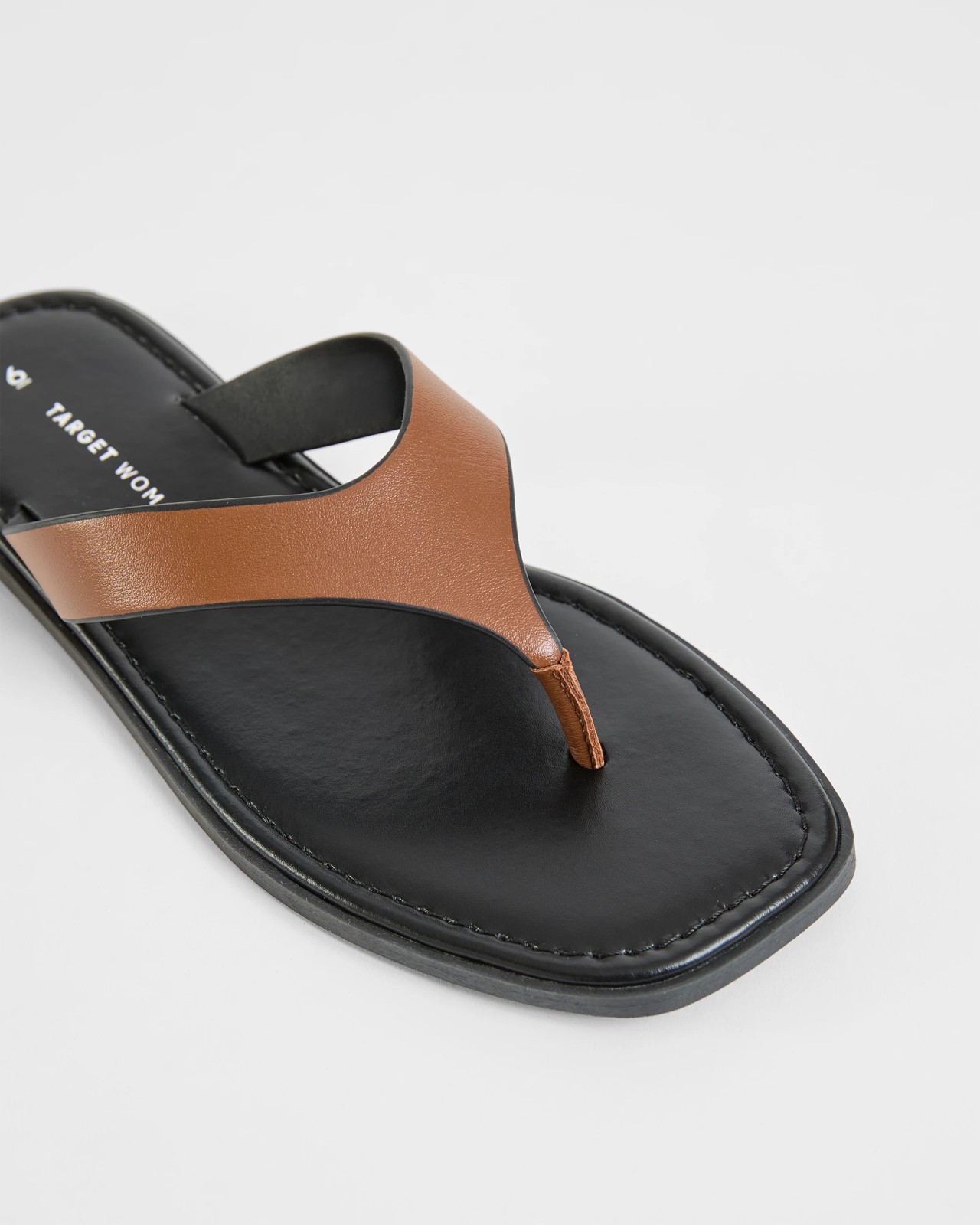 Genuine Leather Square Toe Thongs - Tan Leather 3 of 3