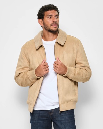 Faux Suede Bomber Jacket