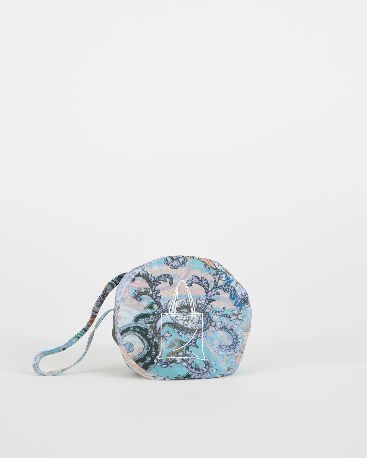 Fold Up Shopper Tote Bag - Navy Paisley 3 of 3