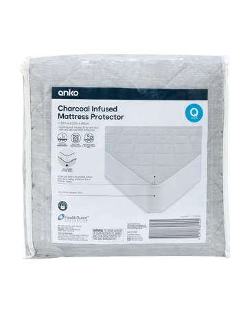 Anko Charcoal Infused Mattress Protector - Queen Bed - Grey