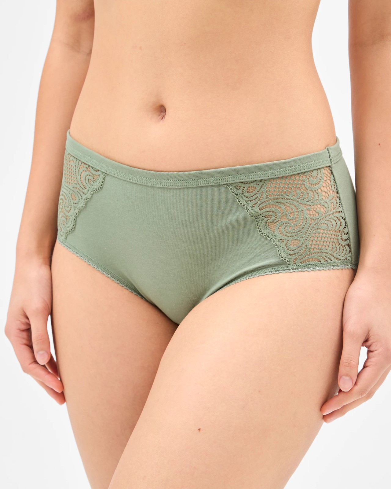 Australian Cotton Blend 2 Pack Midi Briefs - Smokey Green 3 of 4