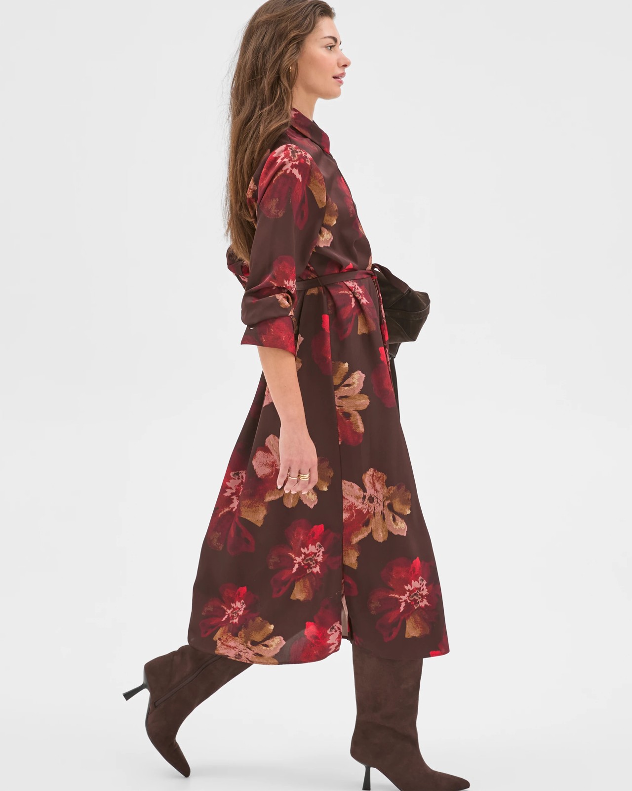 Petites Long Sleeve Wrap Detail Shirt Dress  3 of 6