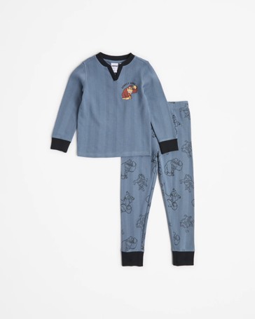 Donkey Kong Younger Boys Cotton Waffle Pyjama Set - Blue