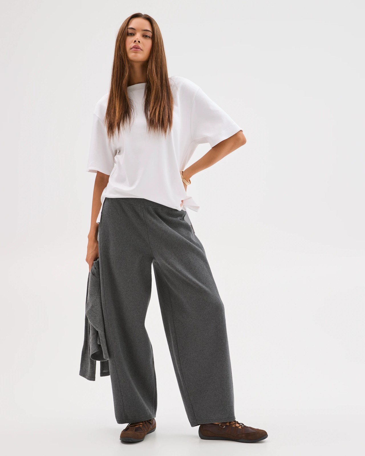 Lily Loves Australian Cotton Blend Lounge Knit Pants - Shadow Marle 3 of 5