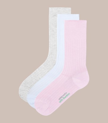 3 Pack Lightweight Bamboo Rib Crew Socks - Underworks