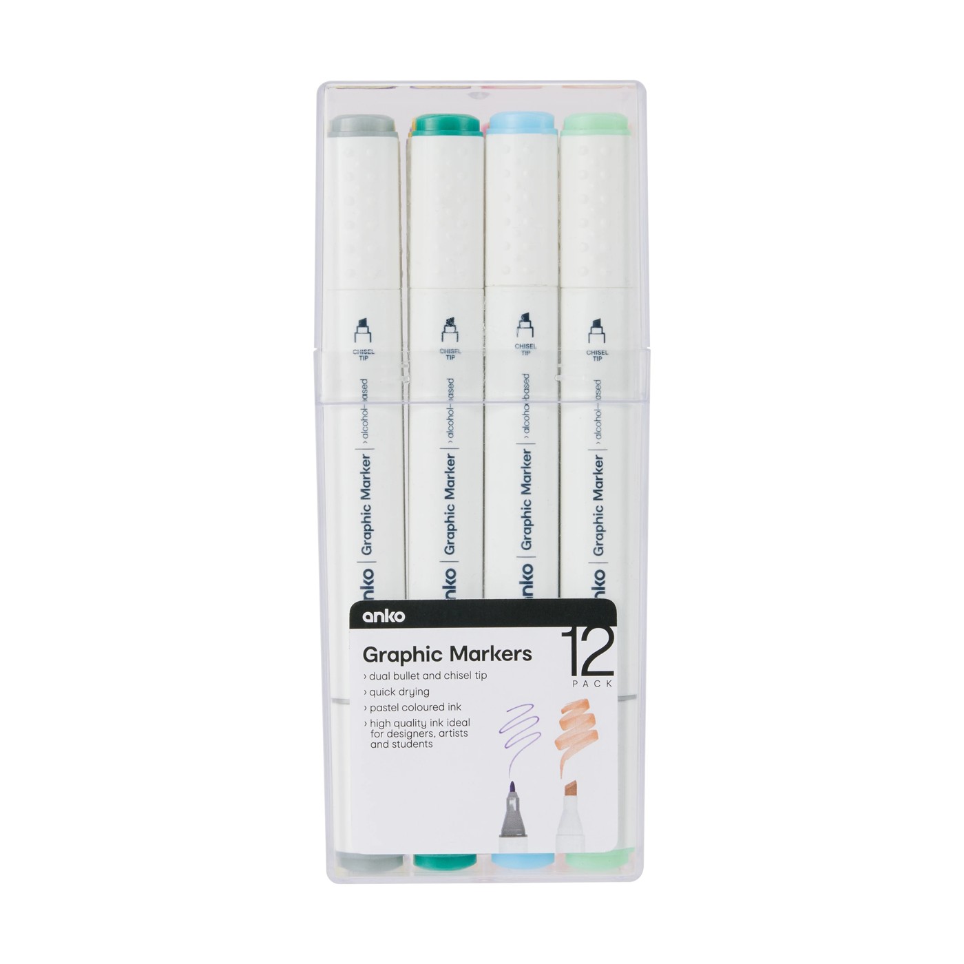 Dual Tip Graphic Markers, 12 Pack - Anko 2 of 6