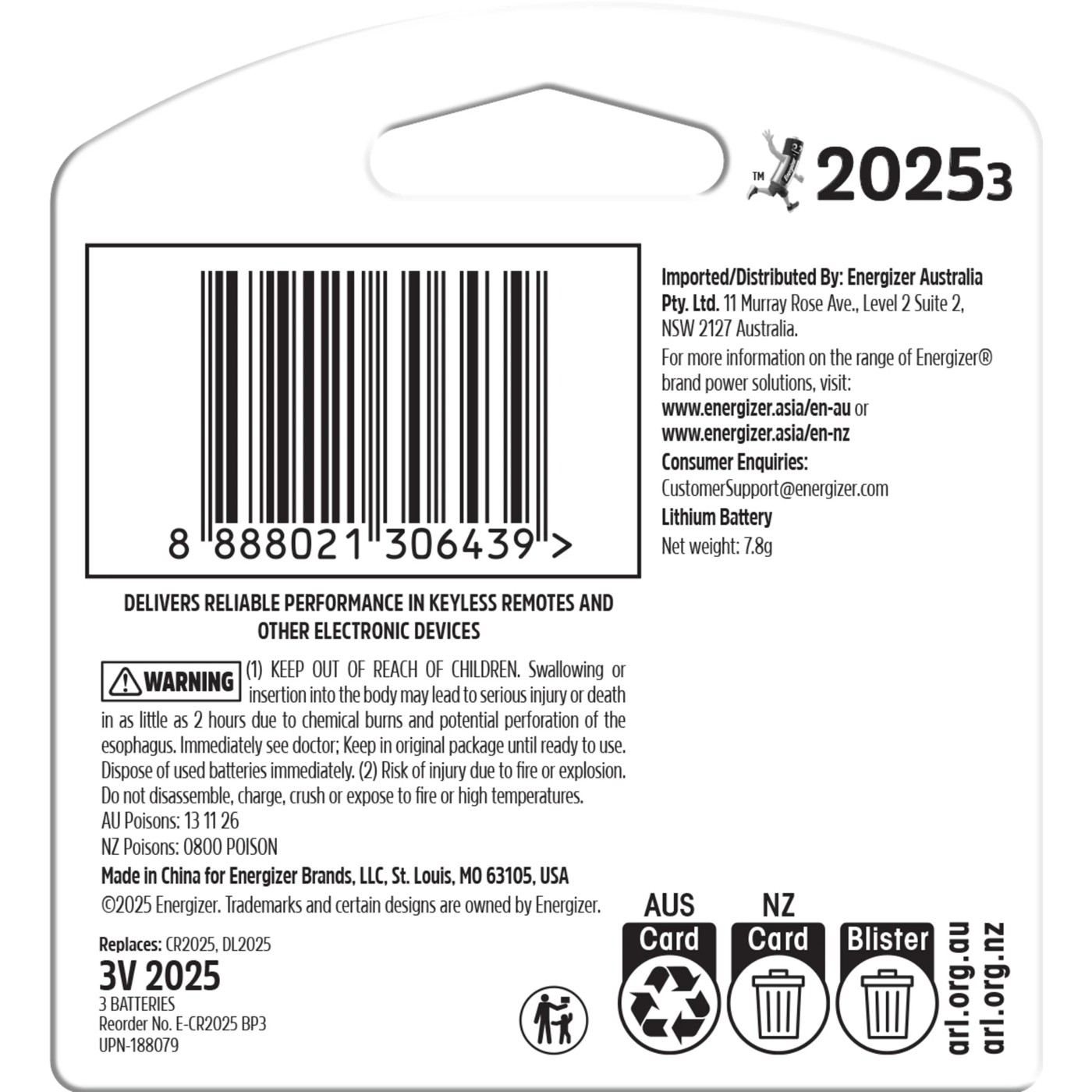 3 Pack Energizer 2025 Lithium Batteries 2 of 5