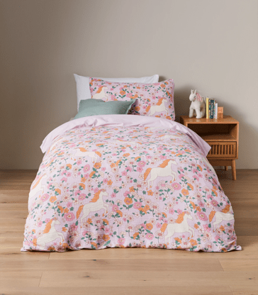 Chloe Unicorn Kids Textured Quilt Cover Set