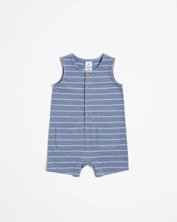 Baby Organic Cotton Slub Stripe Romper