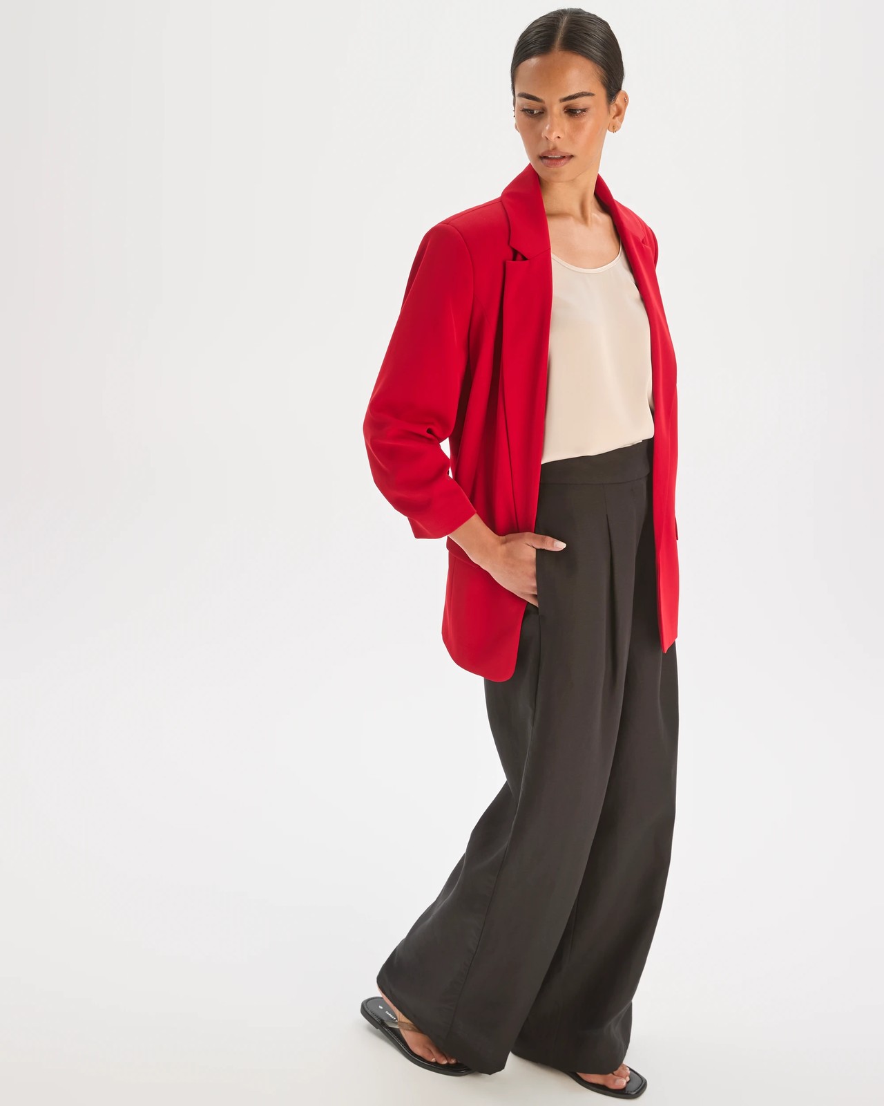Preview Ruched Sleeve Blazer - Scarlet Red 6 of 6