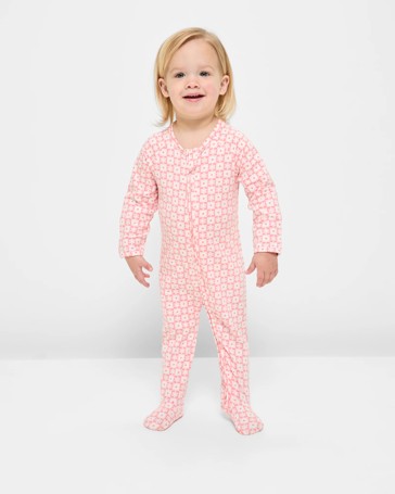 Baby Organic Cotton Print Zip Coverall - Flower Shell