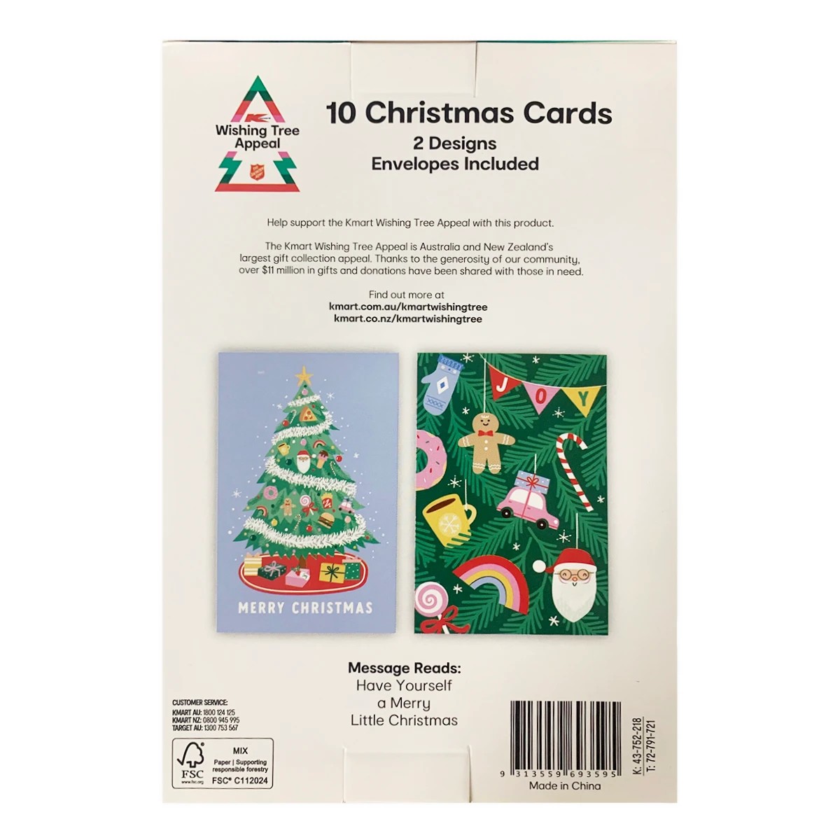 Wishing Tree 10 Pack Christmas Cards - Assorted 5 of 6