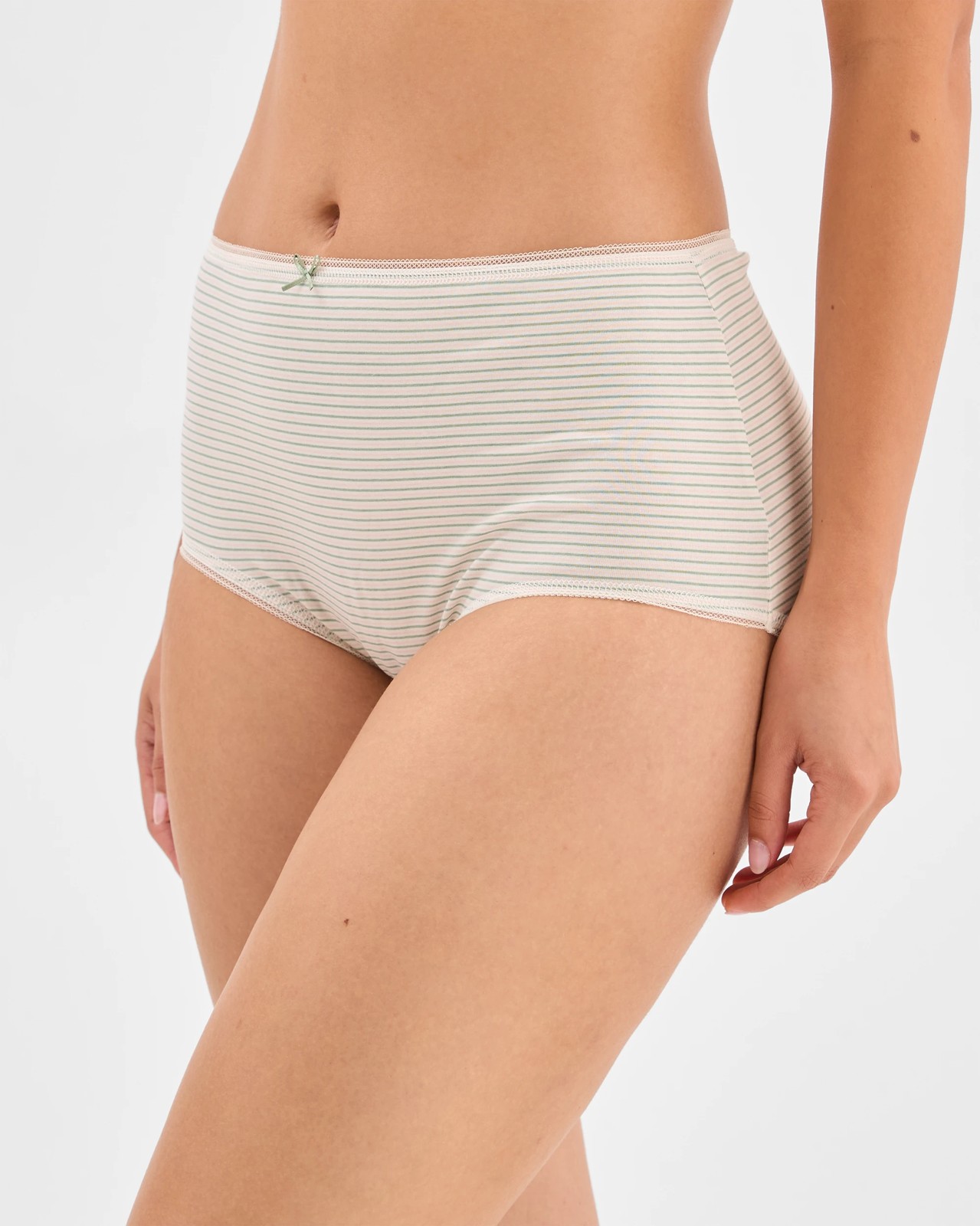 Australian Cotton 5 Pack Full Briefs - Red Floral Ditsy and Stripe 2 of 5