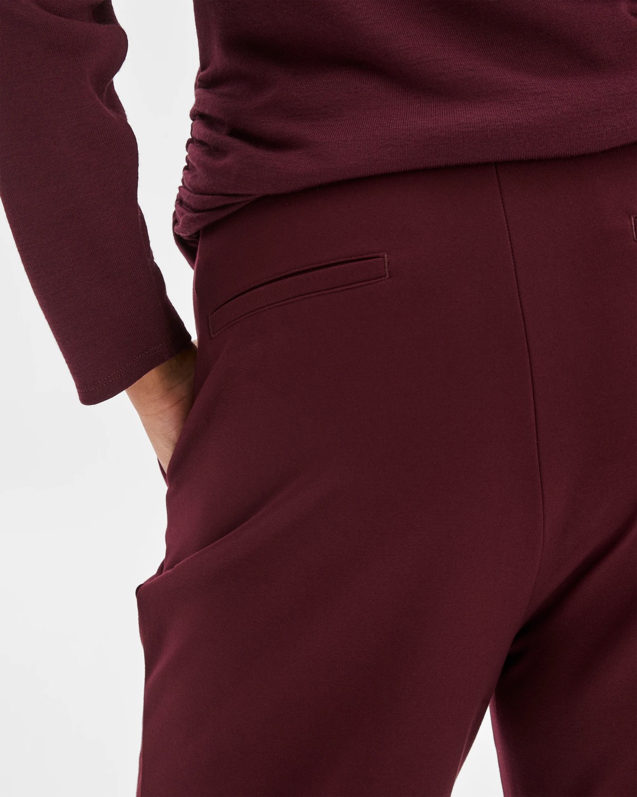 Plus Size Crop Length Wide Leg Ponte Pants - Pinot Burgundy 4 of 6