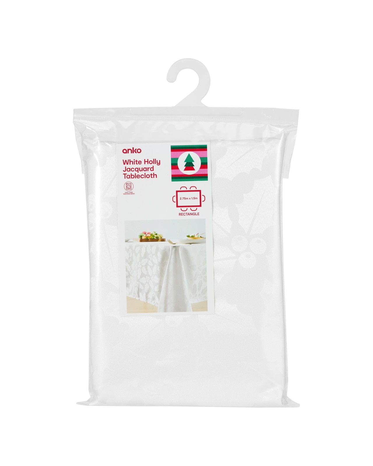 Anko White Holly Jacquard Tablecloth 3 of 3