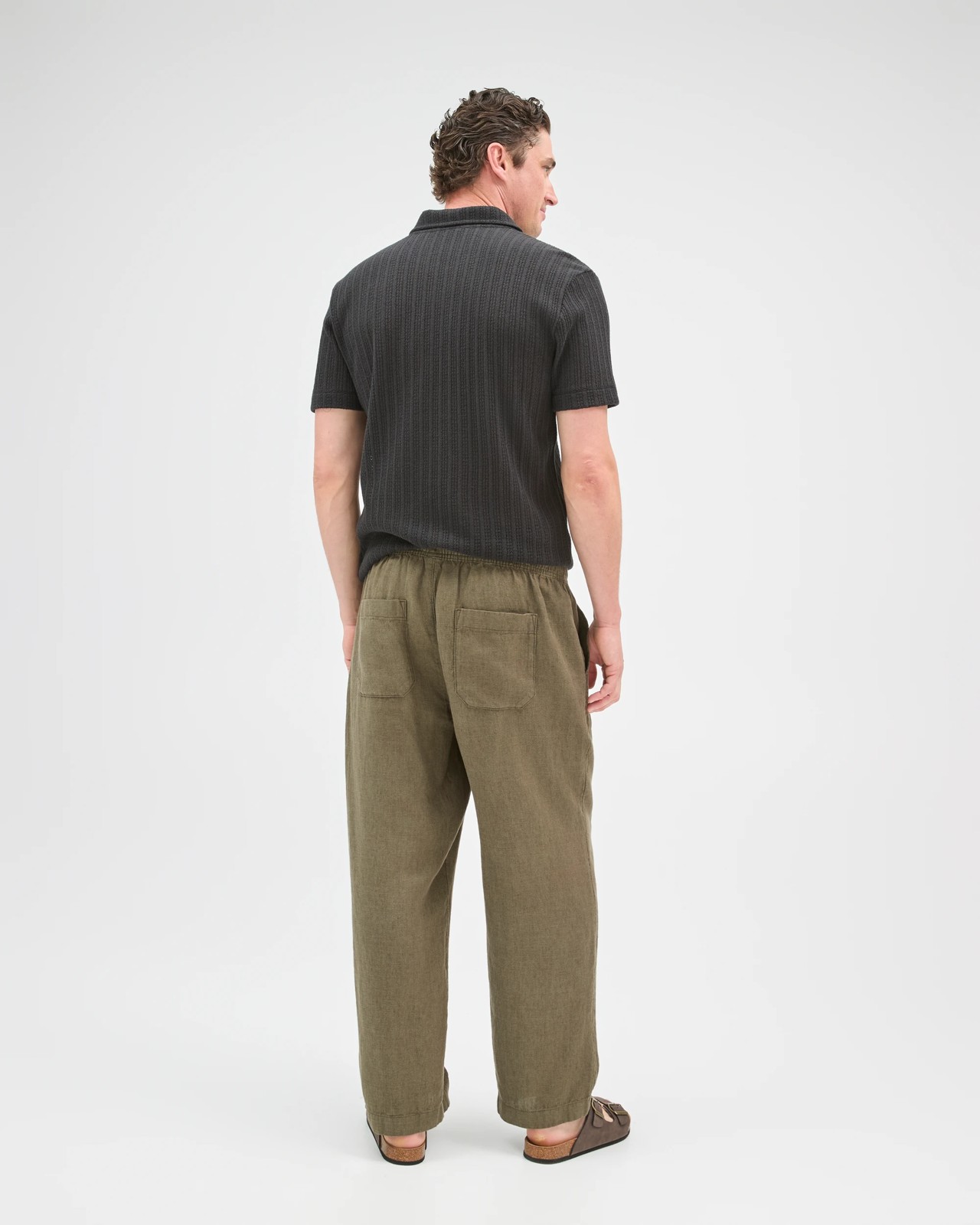 European Linen Wide Leg Pants - Dusty Olive 6 of 6