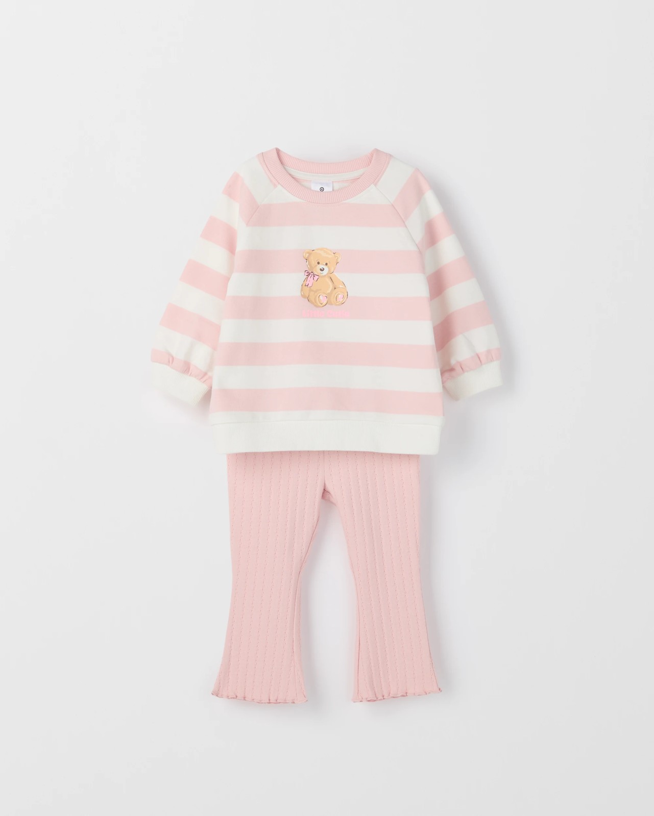 Baby Organic Cotton Jumper & Flare Pants 2 Piece Set - Teddy Stripe 4 of 6