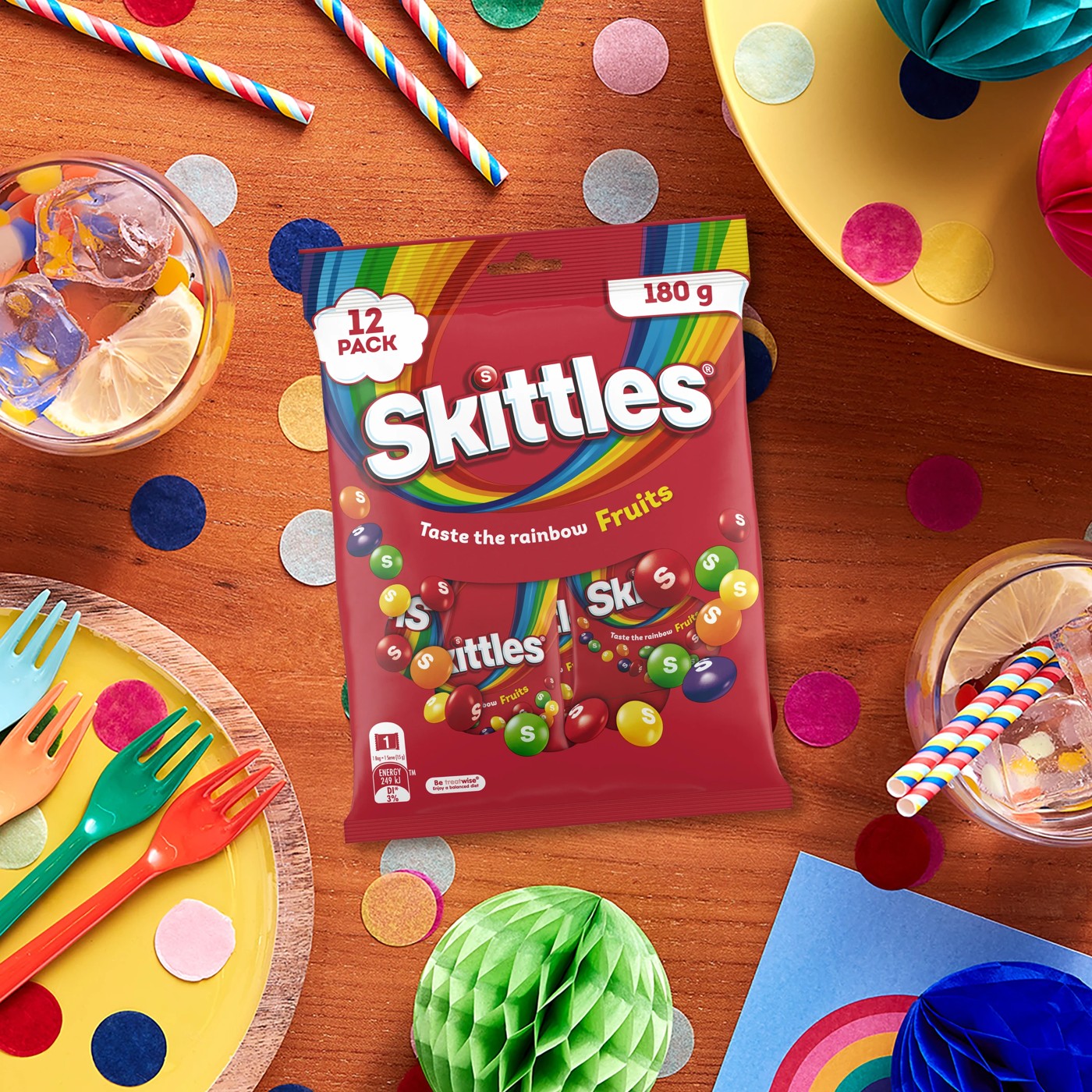 12 Pieces Skittles Fruits Chewy Lollies Party Share Bag 180g 3 of 5