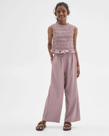 Wide Leg Textured Pants
