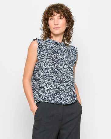 Sleeveless Ruffle Neck Tank Top - Preview