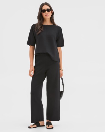 Preview Crepe Knit Straight Leg Pants