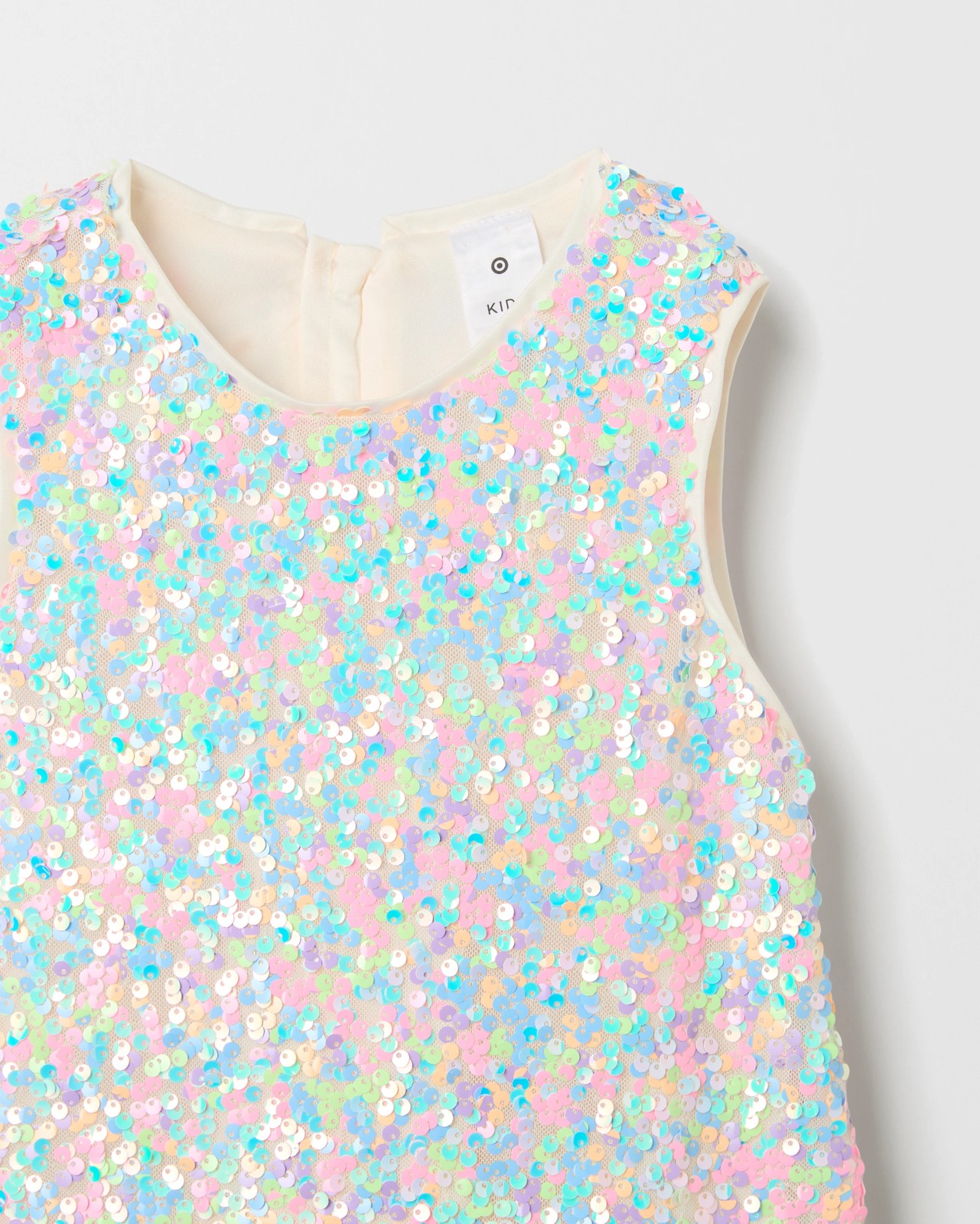 Tulle Sleeveless Occasion Sequin Dress - Sequin Cream Rainbow 2 of 2