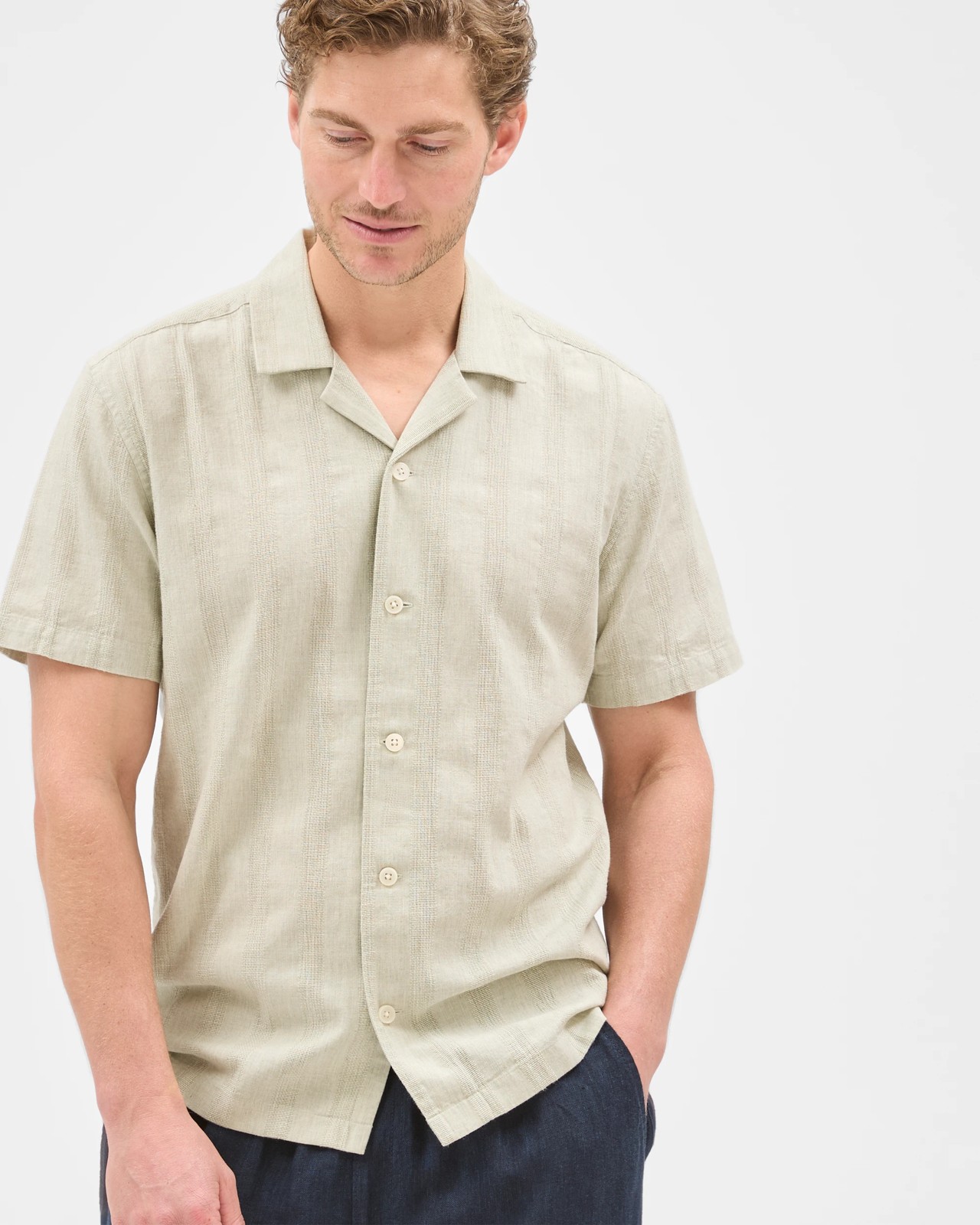 Short Sleeve Self Stripe Shirt - Shadow 3 of 6