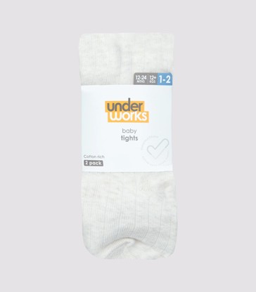 Baby Cotton Chunky Rib Tights 2 Pack - Underworks