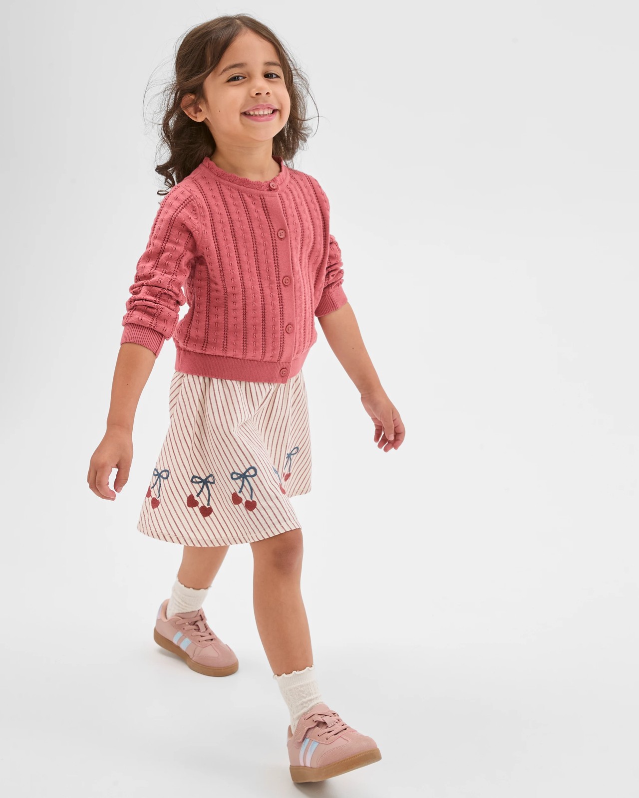 Australian Cotton Knit Cardigan and Skirt Set - Red 3 of 5