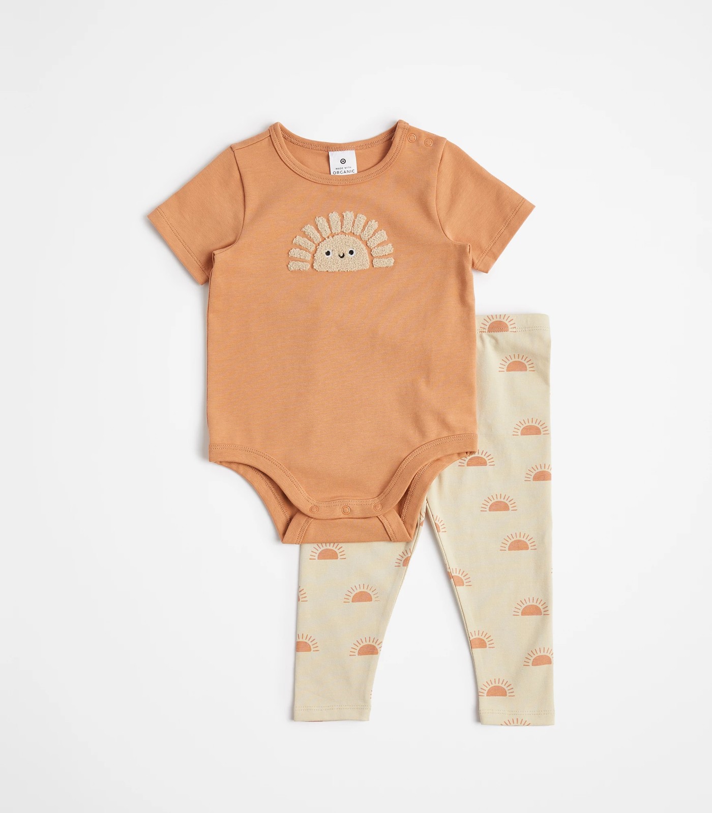 Baby Organic Cotton Bodysuit and Leggings 2 Piece Set - Sun