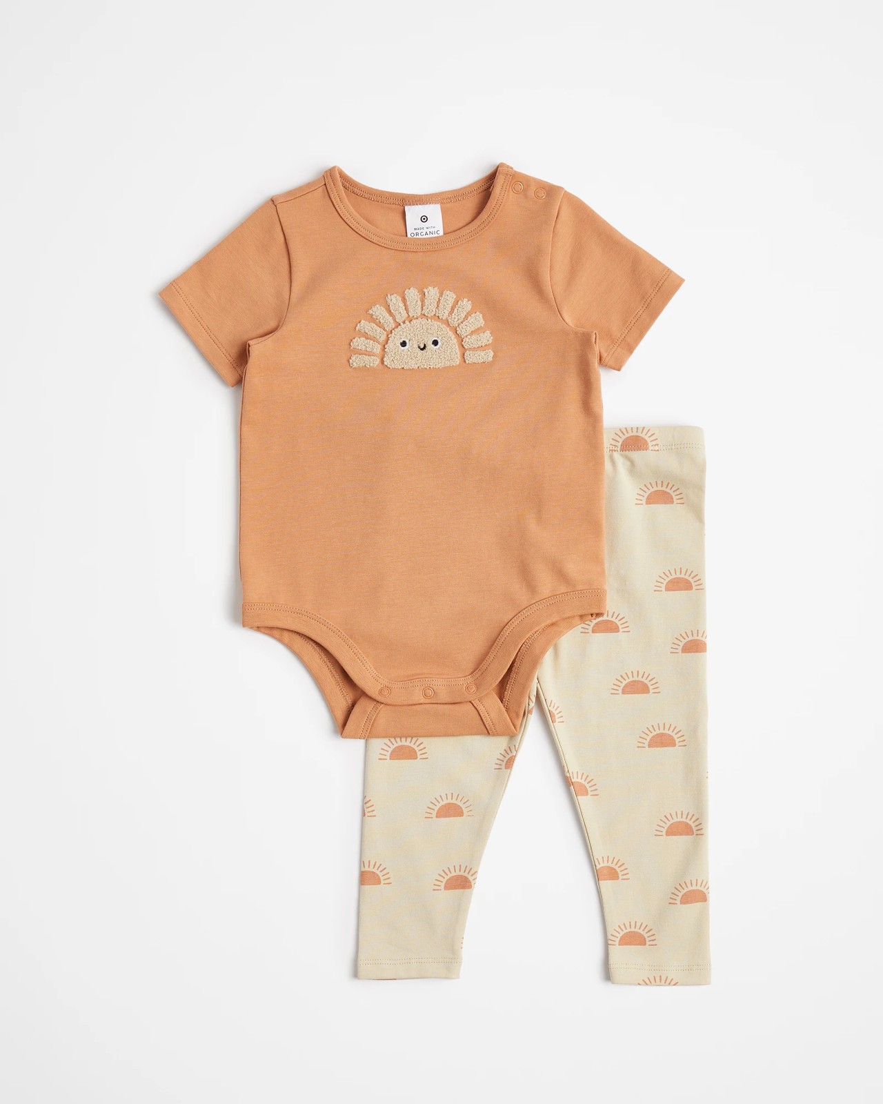 Baby Organic Cotton Bodysuit and Leggings 2 Piece Set - Sun