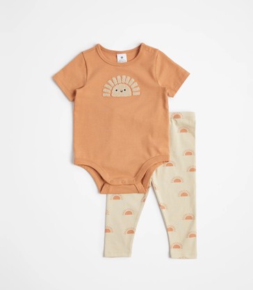 Baby Organic Cotton Bodysuit and Leggings 2 Piece Set