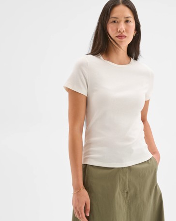 Short Sleeve Picot Trim T-Shirt