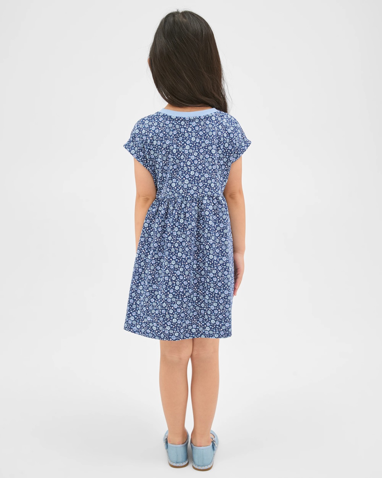 Australian Cotton Knit Dress - Blue Ditsy 4 of 6