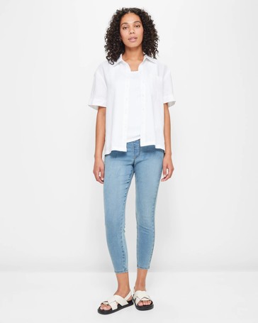Lydia High Rise Crop Length Denim Jeggings