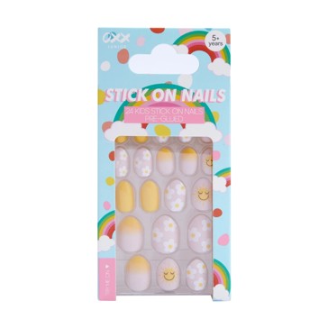 24 Pack Kids Pre-Glued Stick-On Nails, Sunshine and Daisies - OXX Junior