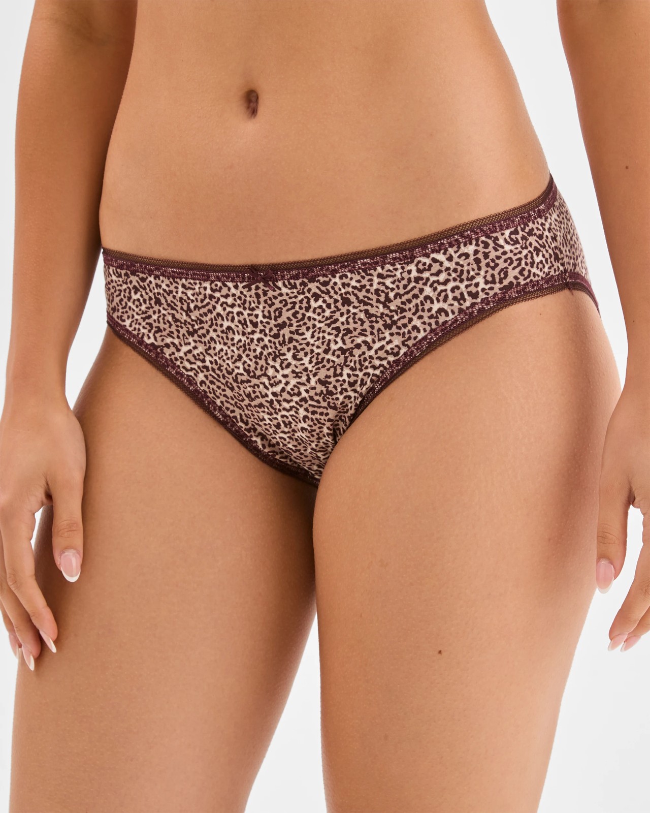 5 Pack Cotton/Elastane Bikini Briefs - White/Leopard/Pink/Floral/Latte 4 of 5