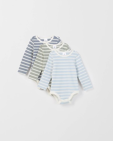 Baby Organic Cotton 3 Pack Long Sleeve Rib Bodysuit