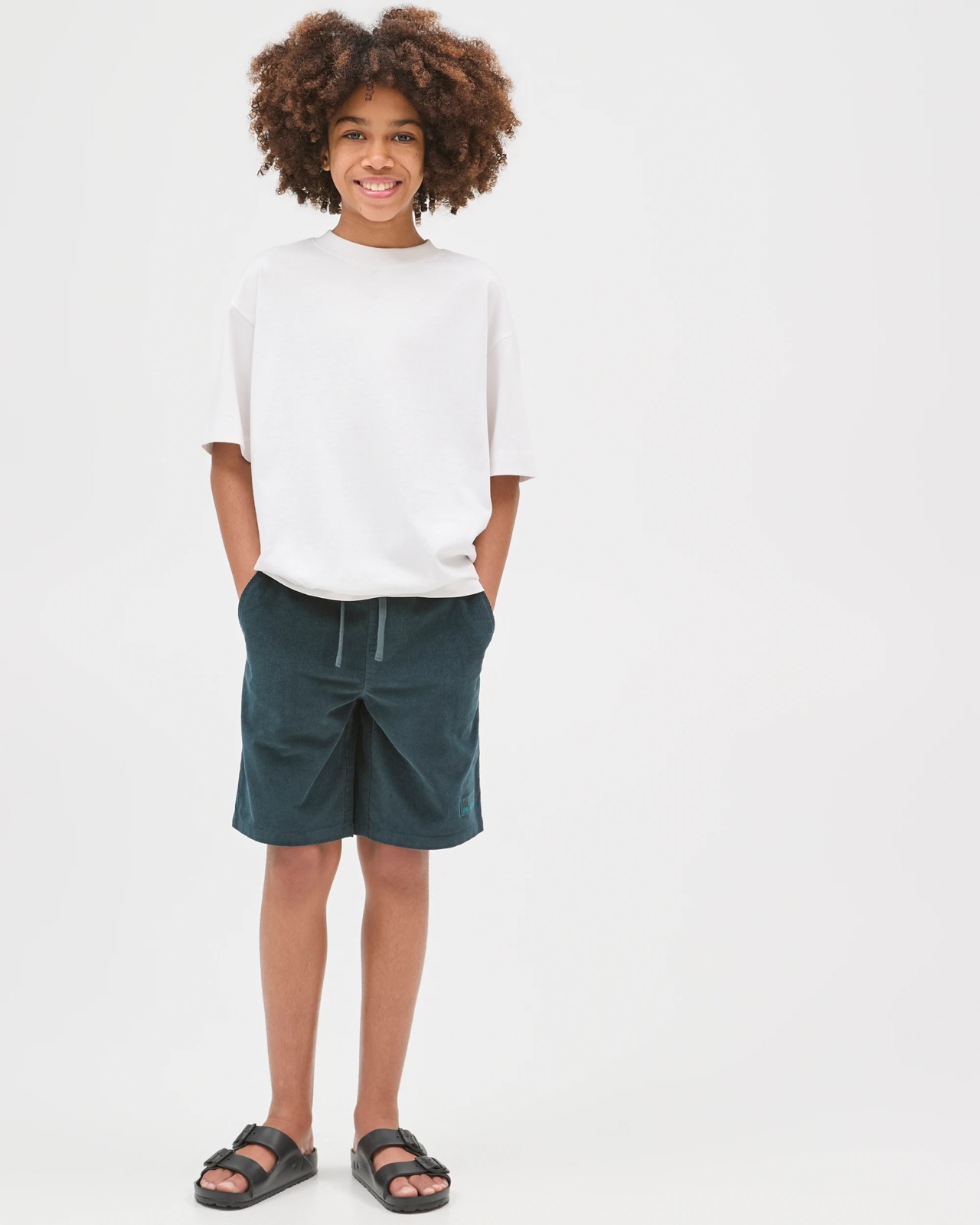 Cotton Elastic Waistband Corduroy Shorts - Green 2 of 6