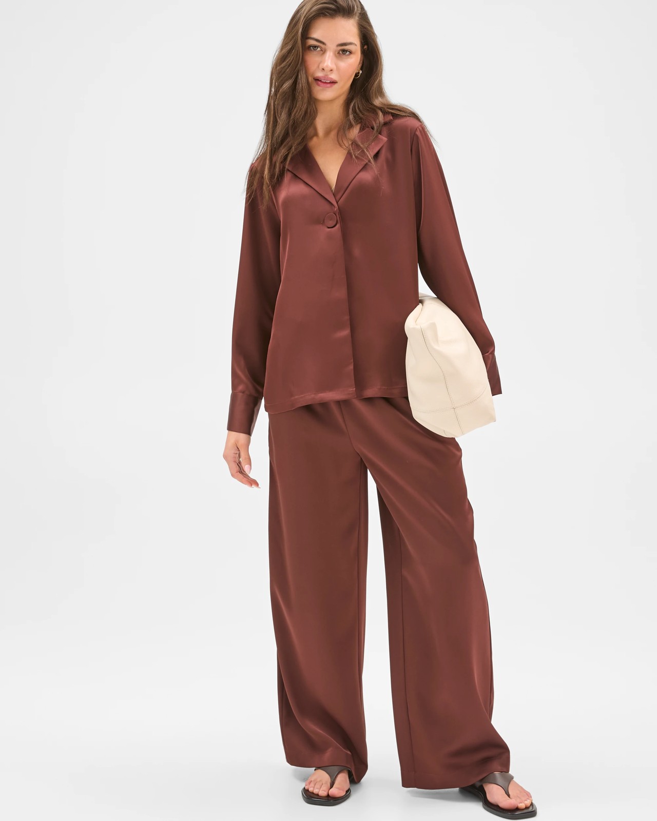Petites Long Sleeve Satin Shirt 2 of 5