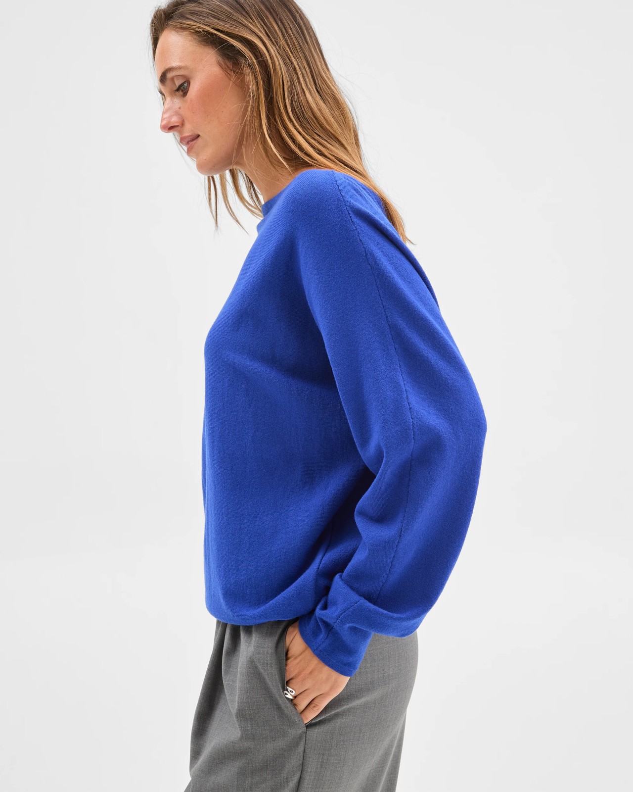 Preview Dolman Sleeve Boat Neck Knit Jumper - Cobalt 4 of 4