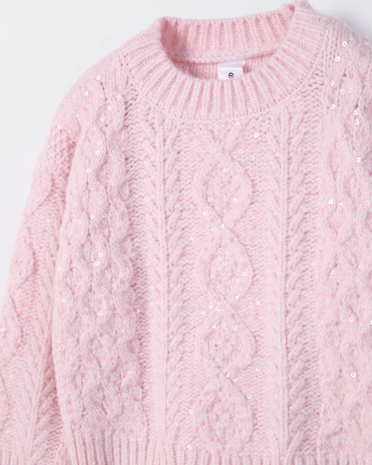 Sequin Cable Knit Sweater - Pink 2 of 2