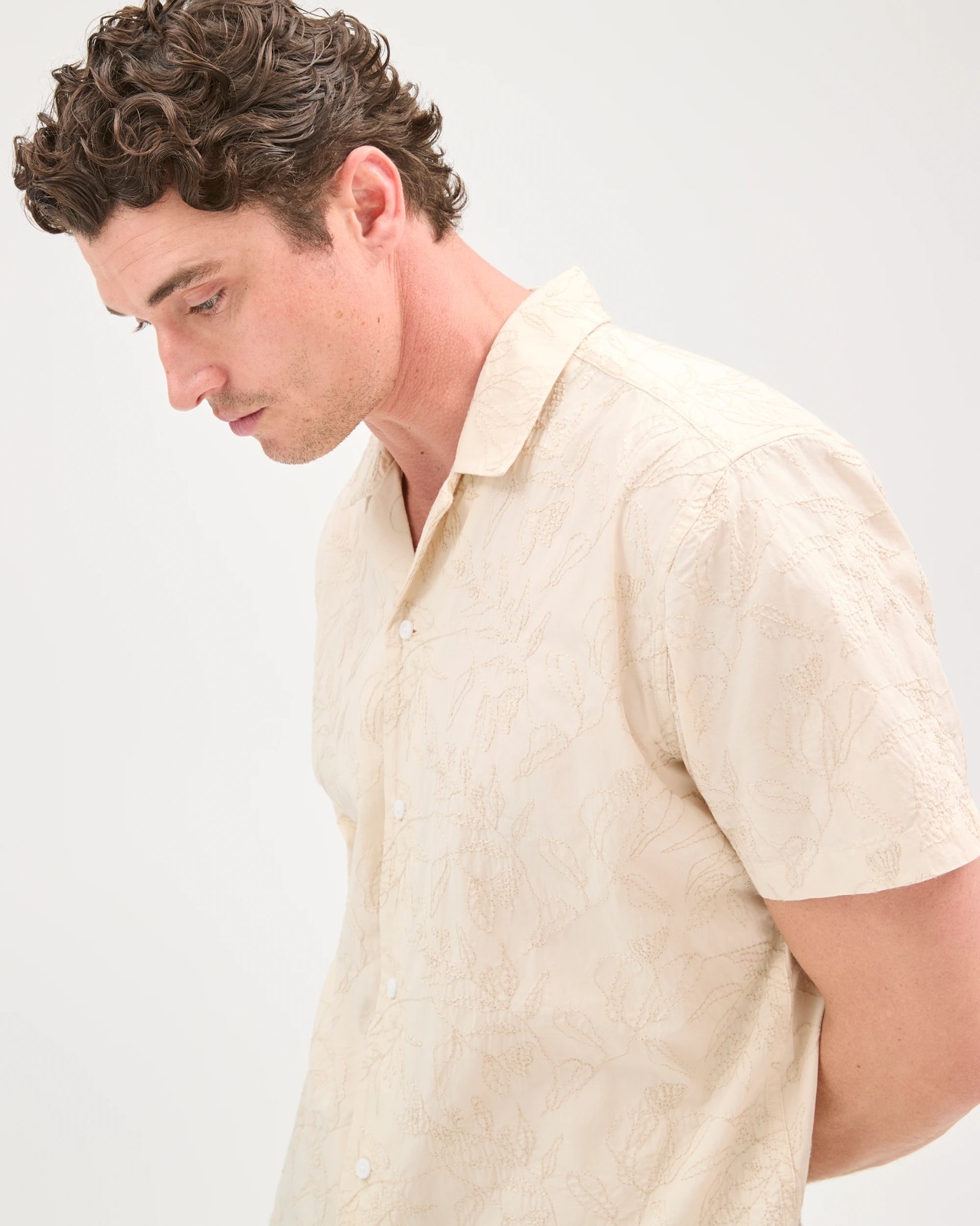 Short Sleeve Embroidered Shirt - Birch 5 of 6