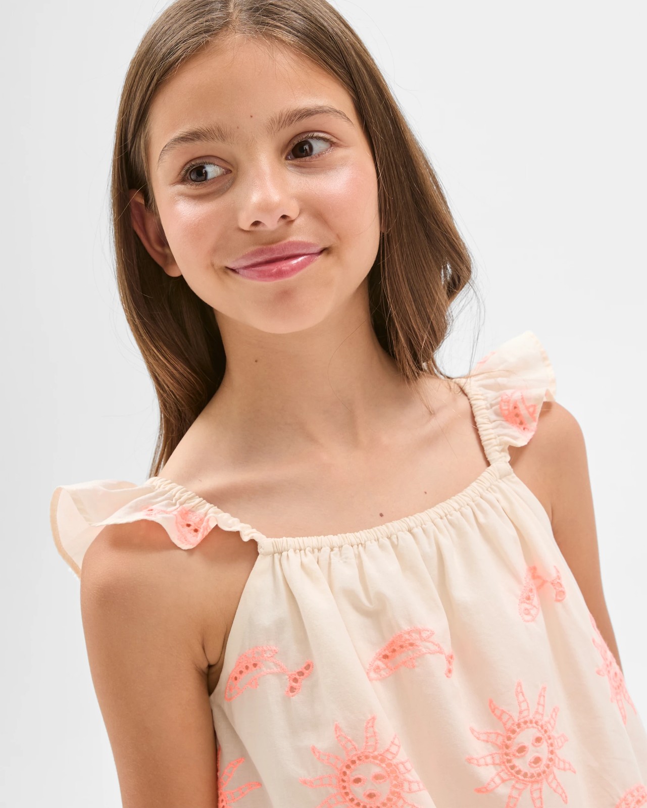 Cotton Sleeveless Embroidered Woven Tank Top - Multi 5 of 6