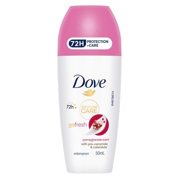 Dove Advanced Care Go Fresh Antiperspirant Deodorant Roll-On 50ml - Pro-Ceramide and Calendula, Pomegranate Scent